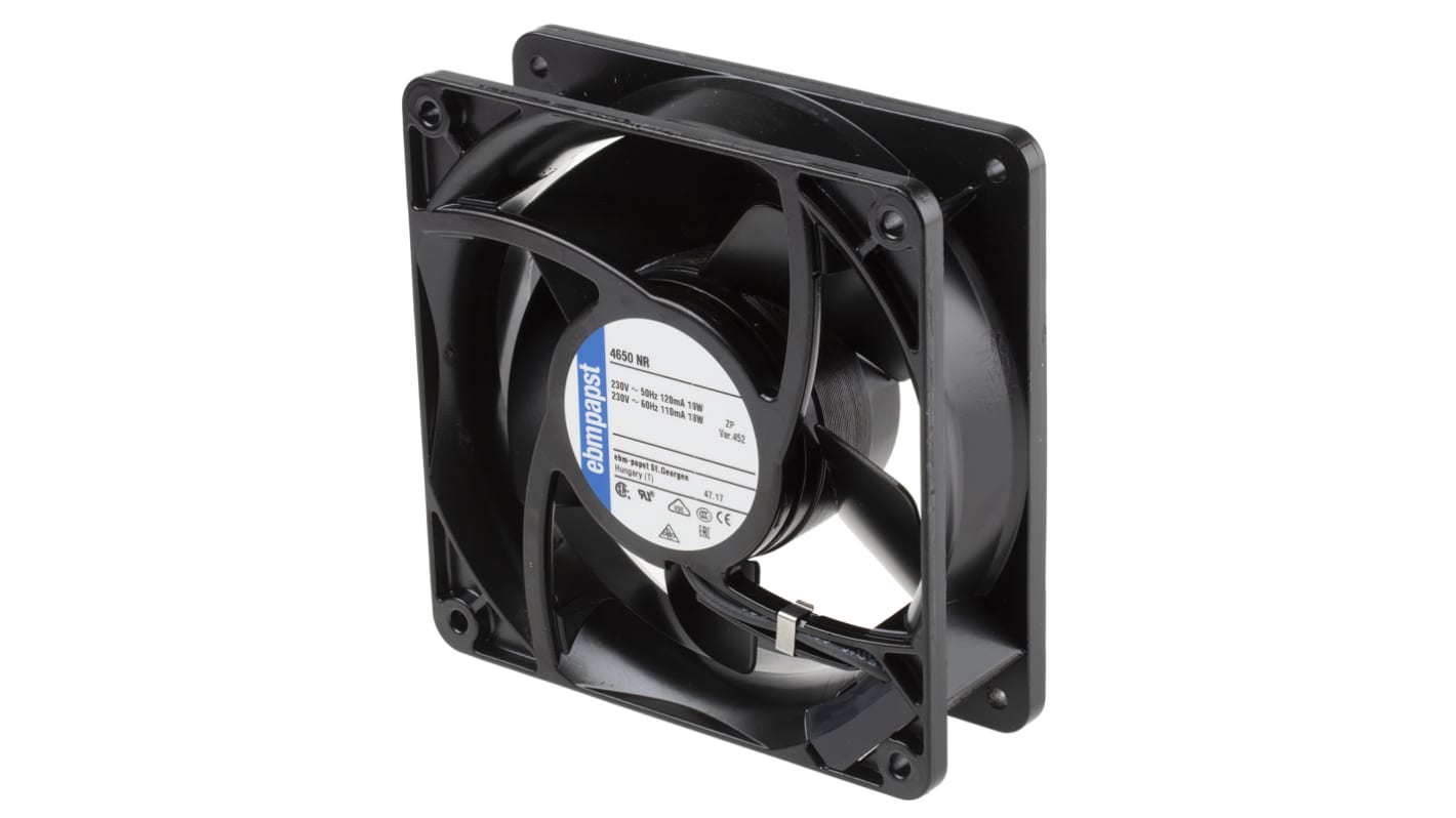 ebm-papst 4000 N Series Axial Fan, 230 V ac, AC Operation, 160m³/h, 19W, 119 x 119 x 38mm