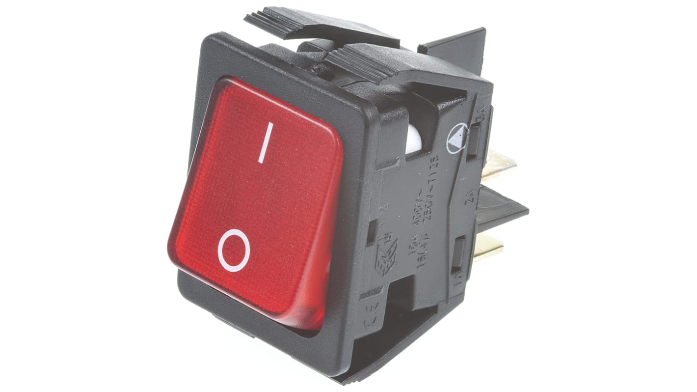 Arcolectric Tafelmontage Wippschalter, 2-poliger Ein/Ausschalter Ein-Aus, 16 A 22.1mm x 30mm beleuchtet, IP 40