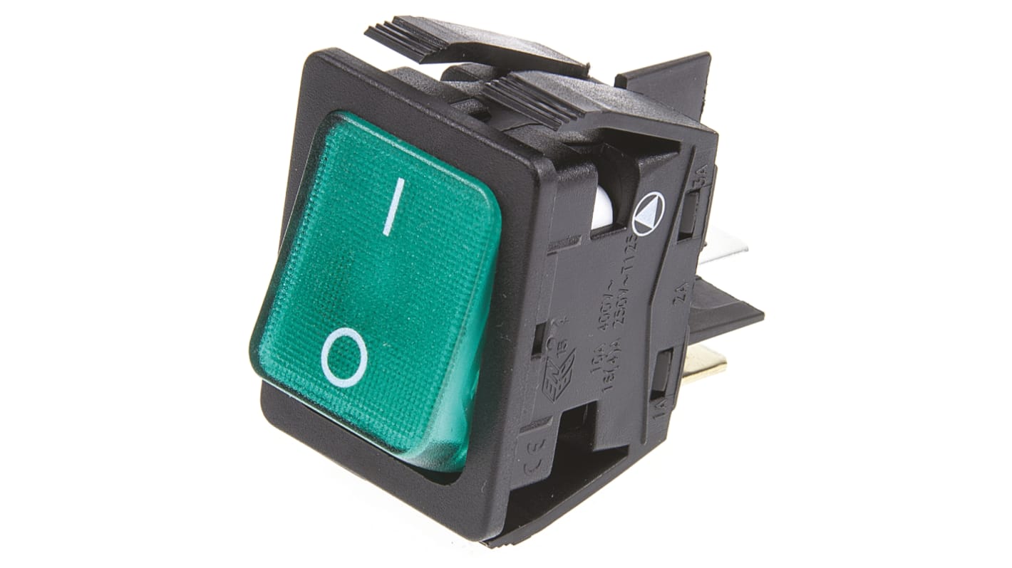 Arcolectric Illuminated DPST, On-Off Rocker Switch Panel Mount