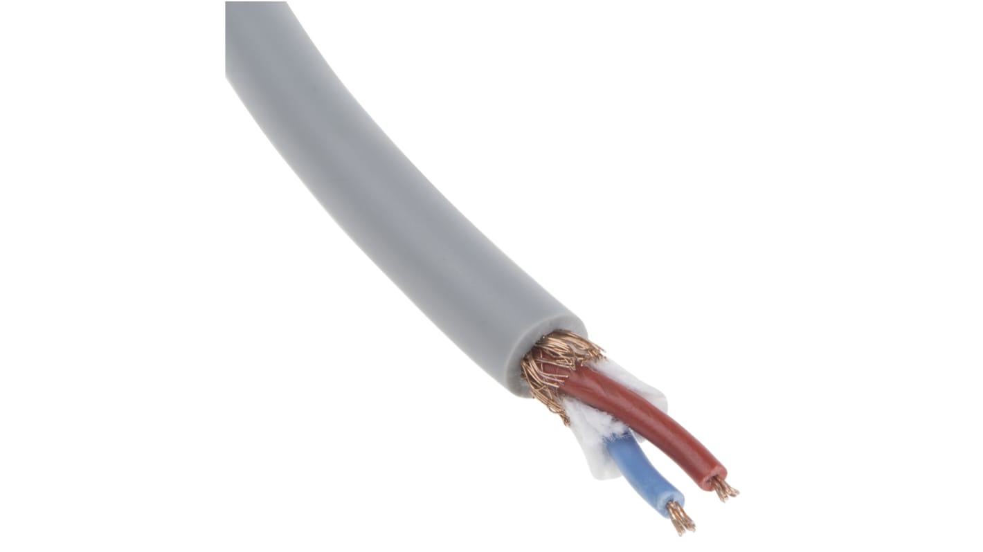 RS PRO Control Cable, 2 Cores, 0.22 mm², YY, Screened, 25m, Grey PVC Sheath, 24 AWG