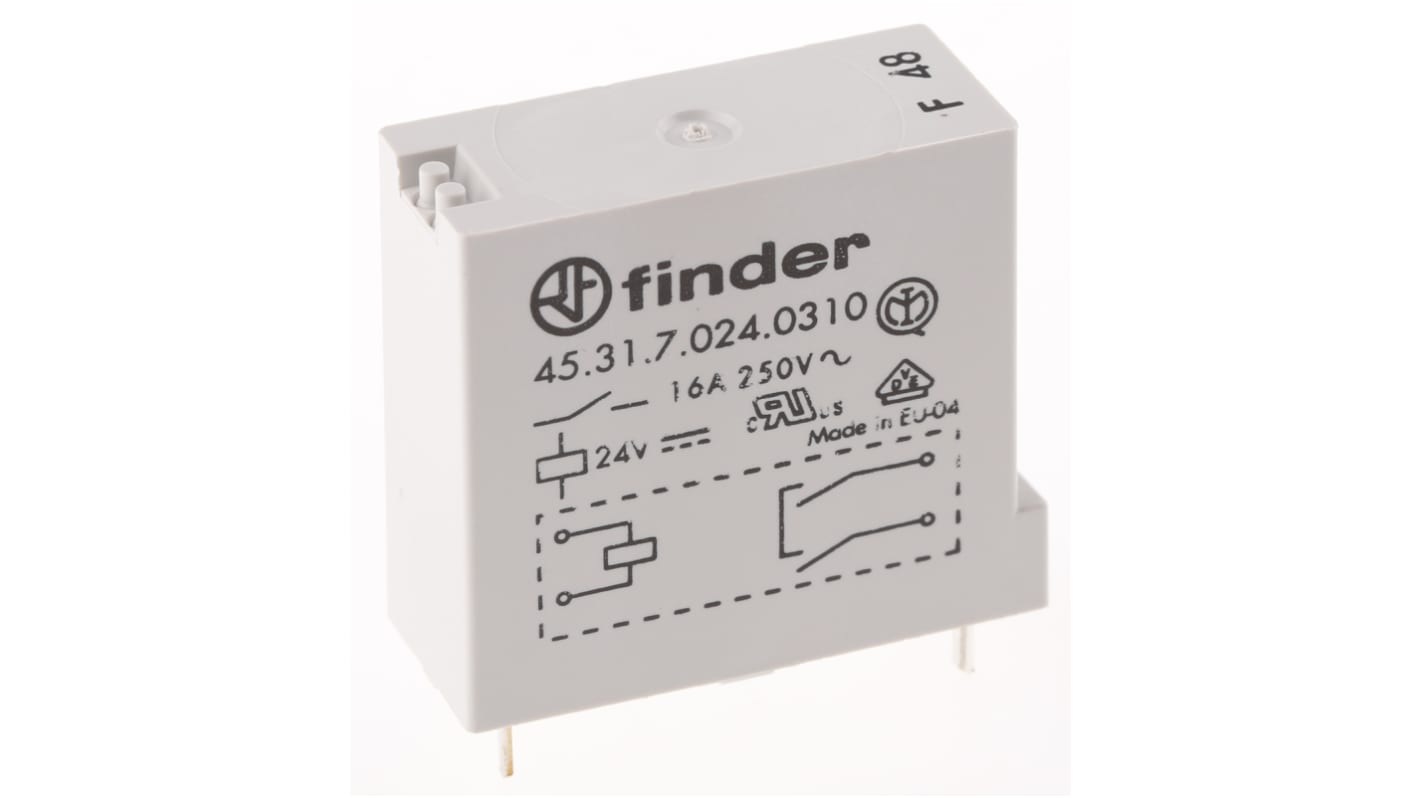 Finder PCB Mount Power Relay, 24V dc Coil, 30A Switching Current, SPST