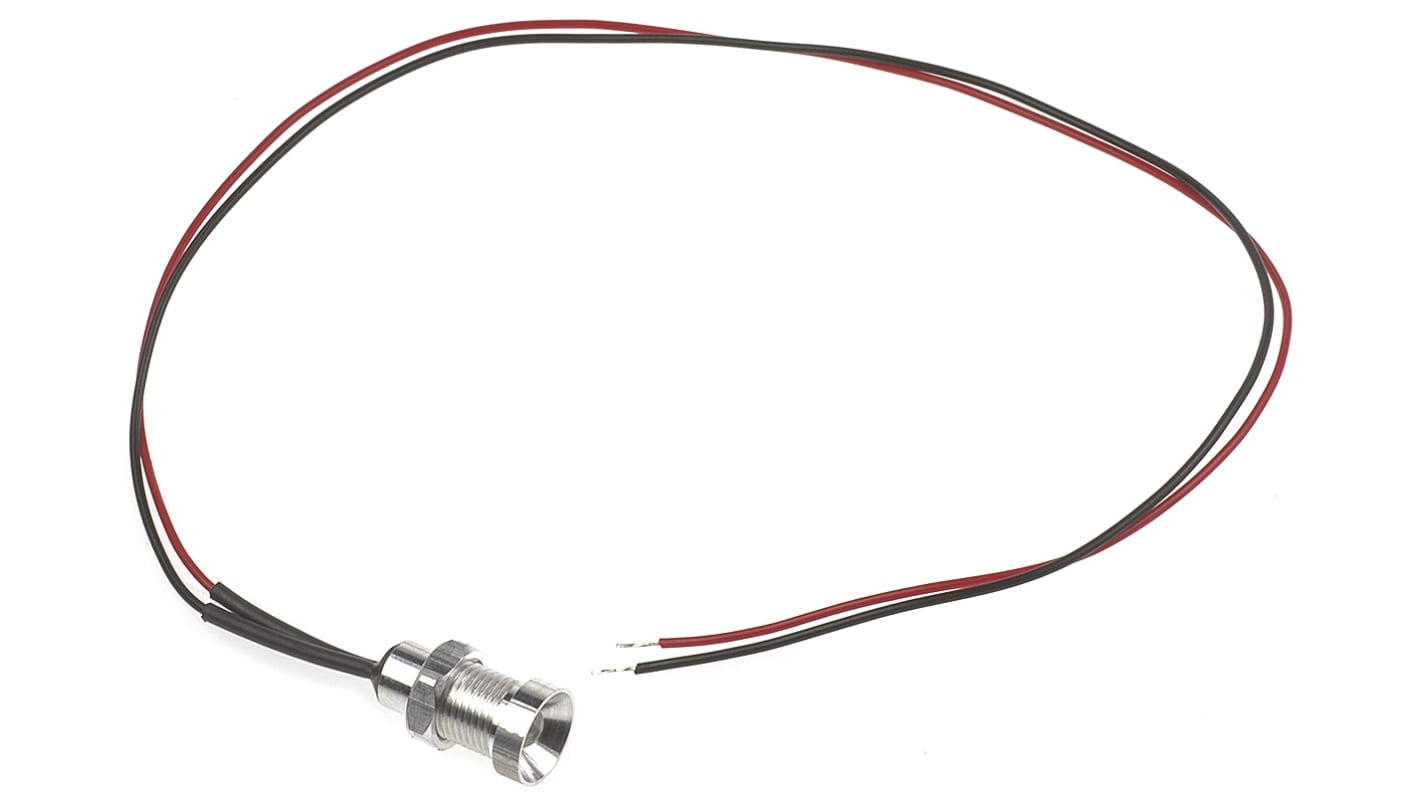 Oxley Red Panel Mount Indicator, 8mm Mounting Hole Size, Lead Wires Termination, IP68