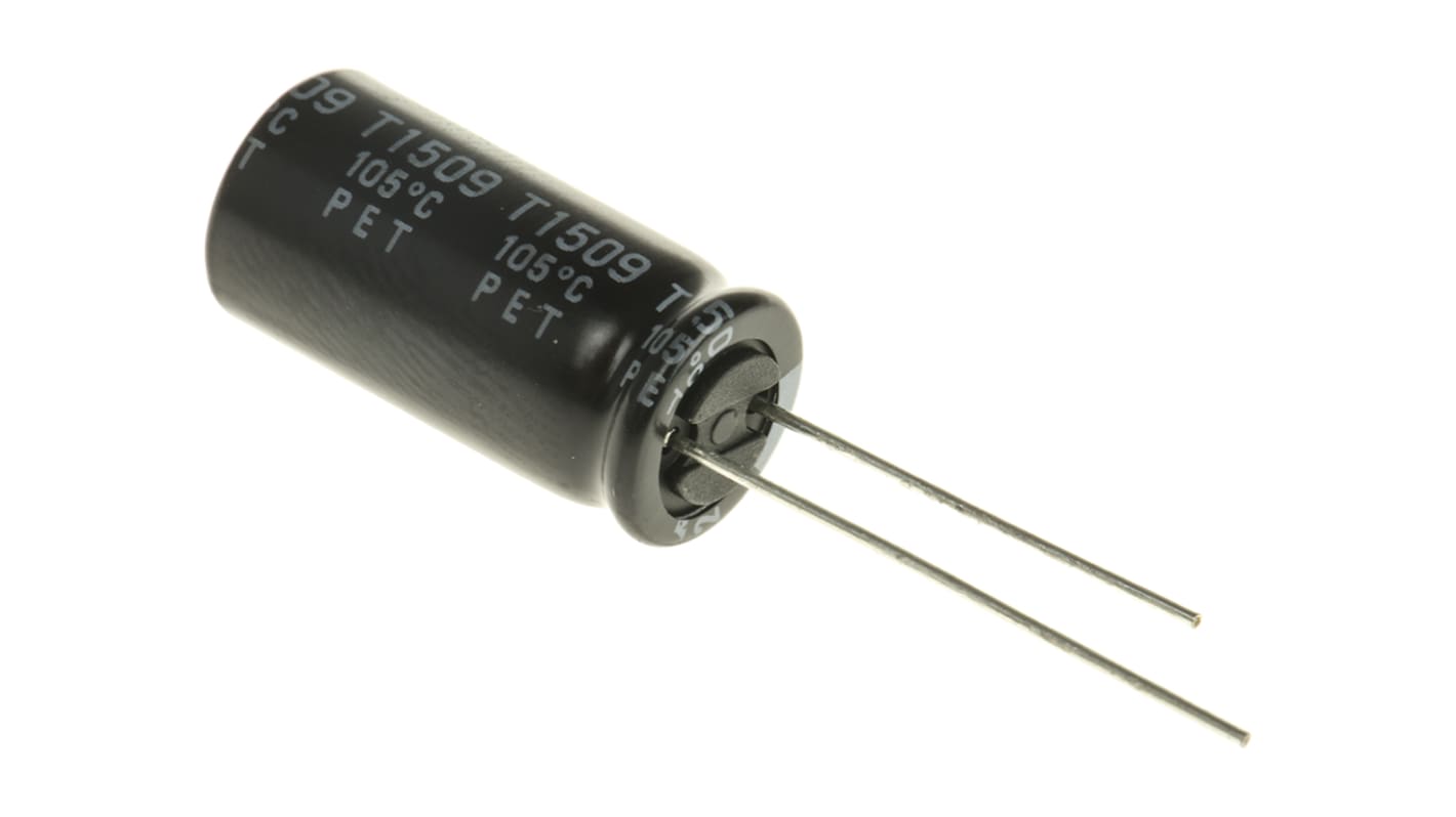 Condensador electrolítico Rubycon serie YXJ, 1000μF, ±20%, 25V dc, Radial, Orificio pasante, 10 (Dia.) x 20mm, paso 5mm