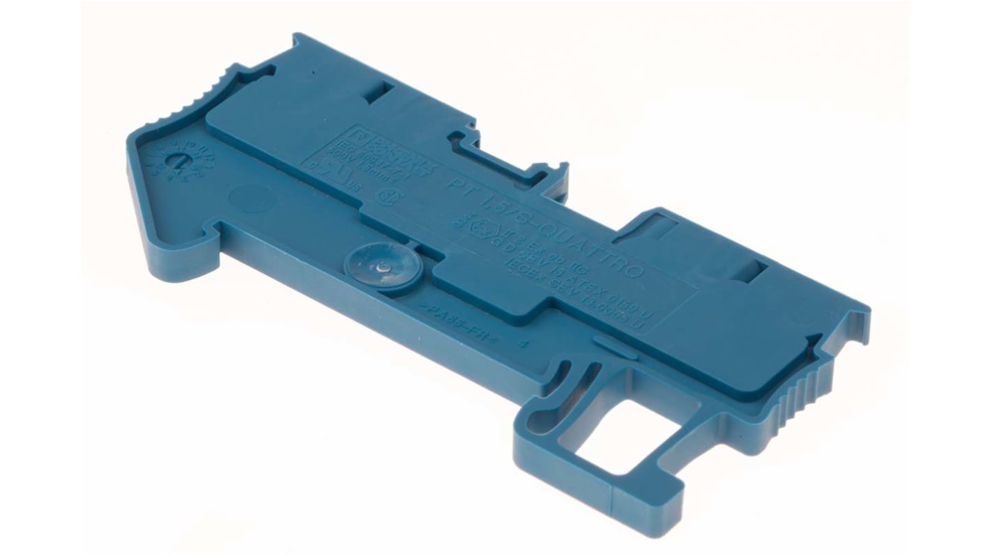 Phoenix Contact PT 1.5/S-QUATTRO BU Series Blue Feed Through Terminal Block, 0.14 → 1.5mm², Single-Level, Push