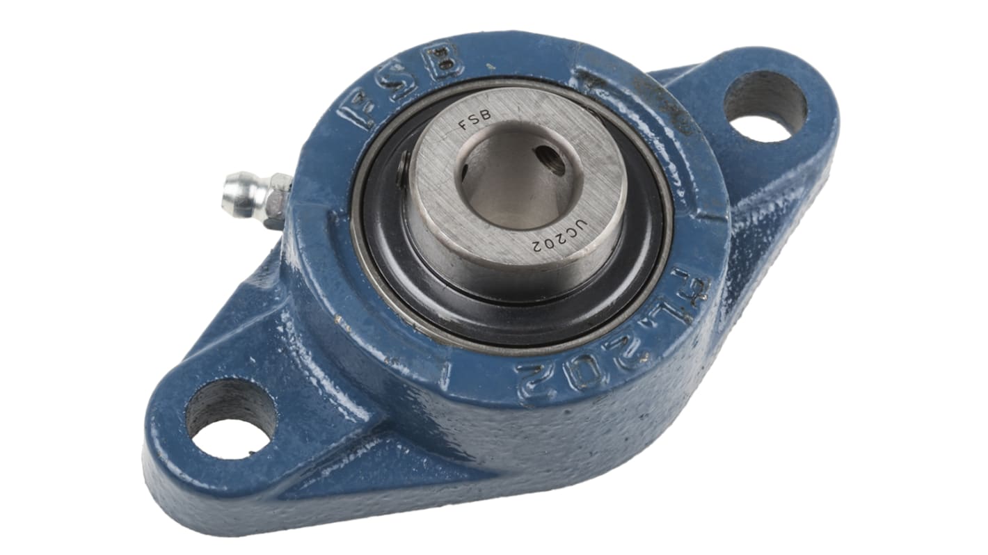 2 Hole Flange Bearing Unit 15mm ID