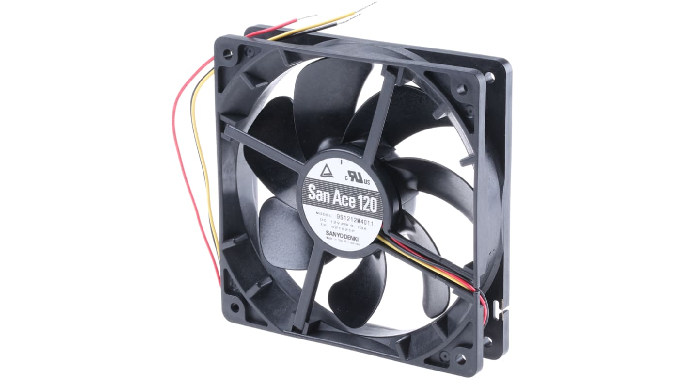 Sanyo Denki San Ace 9S Series Axial Fan, 12 V dc, DC Operation, 99.6m³/h, 1.56W, 130mA Max, 120 x 120 x 25mm