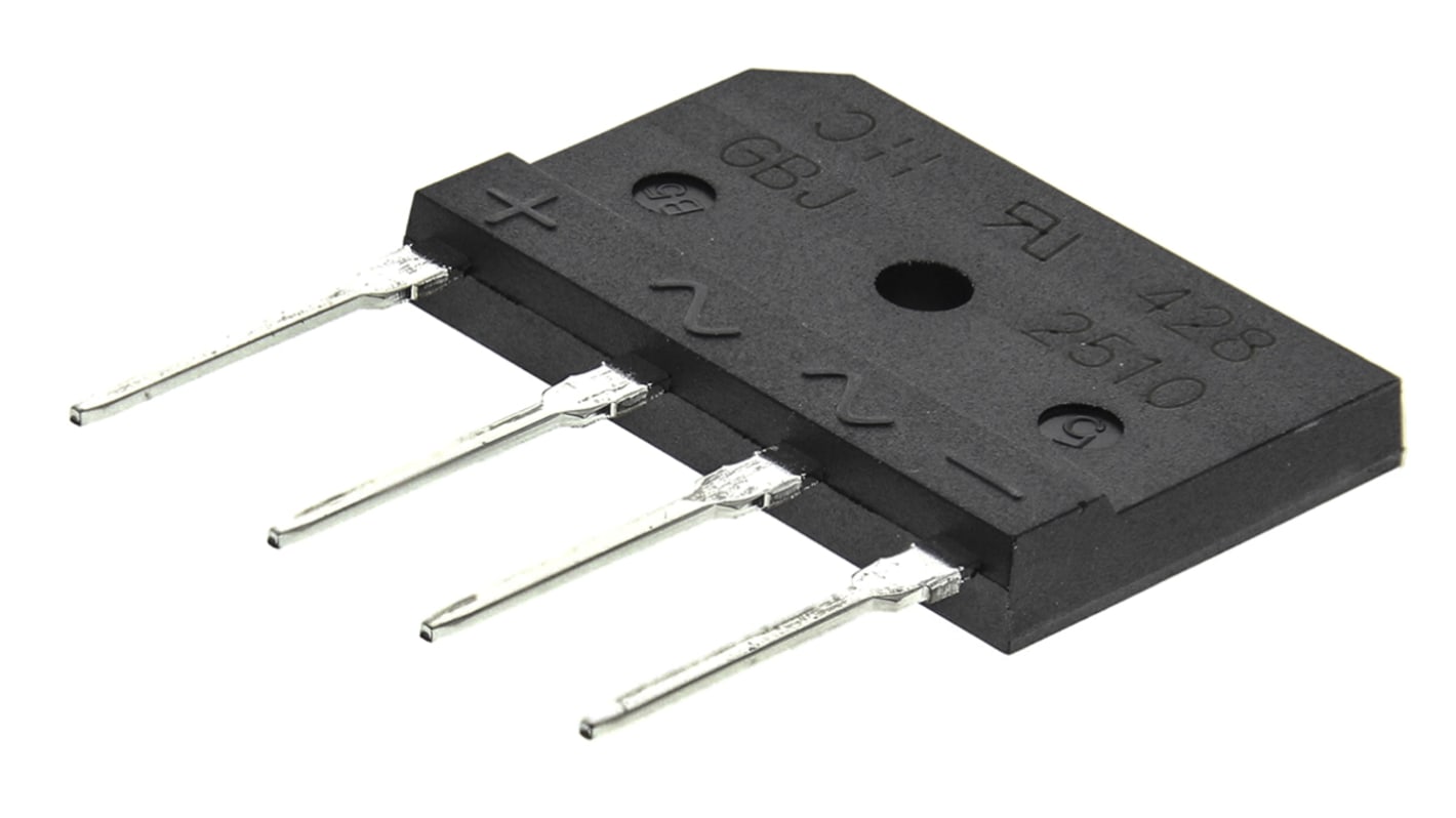 DiodesZetex Brückengleichrichter, 1-phasig 25A 1000V THT 1.05V GBJ 4-Pin 500μA Siliziumverbindung