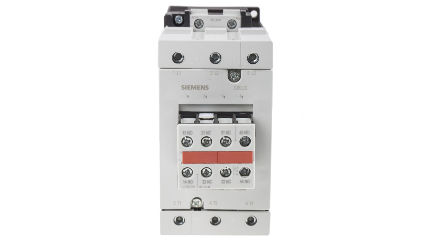 Siemens 3RT1 Series Contactor, 24 V dc Coil, 3-Pole, 65 A, 30 kW, 3NO, 400 V