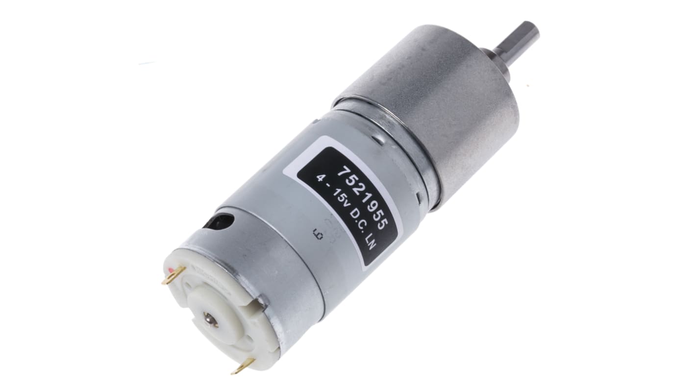 RS PRO Getriebemotor bis 206 gcm, 4,5 → 15 V dc / 11 W, Wellen-Ø 6mm, 37 (Dia.)mm x 89.1mm