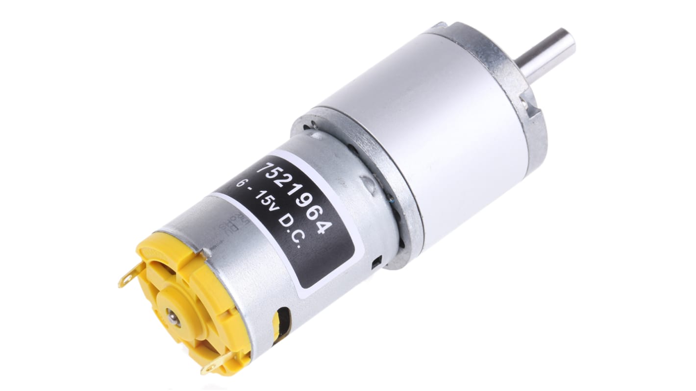 RS PRO Geared DC Motor, 7.98 W, 6 → 15 V dc, 78.4 gcm, 112 rpm, 6mm Shaft Diameter