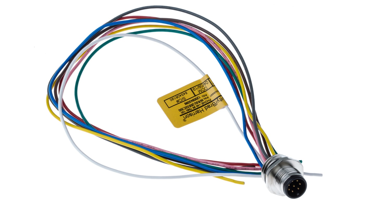 Brad from Molex Straight Male 8 way M12 to Unterminated Sensor Actuator Cable, 300mm