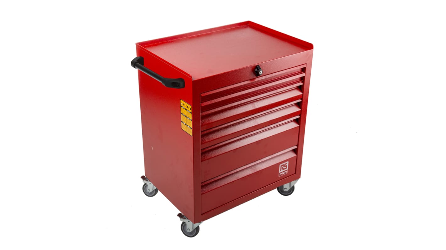 RS PRO 6 drawer Steel Wheeled Tool Chest, 830mm x 630mm x 450mm