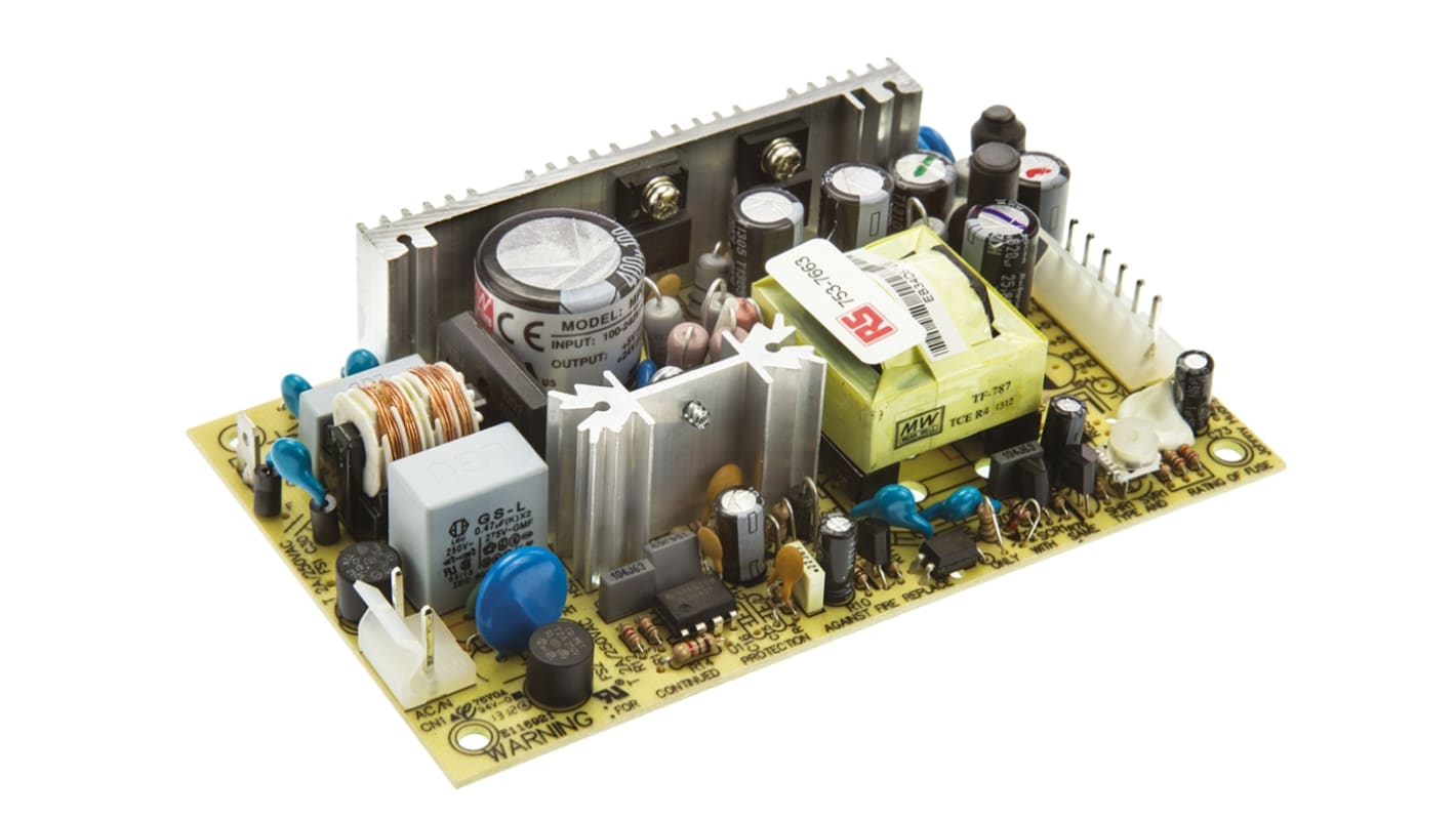 Mean Well Embedded Switch Mode Power Supply SMPS, MPD-45B, 5 V dc, 24 V dc, 1.2 A, 3.2 A, 44.8W, Dual Output, 127