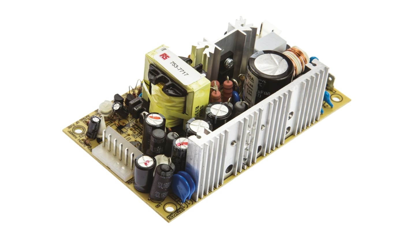 Mean Well Embedded Switch Mode Power Supply SMPS, MPD-65A, 5 V dc, 12 V dc, 2.8 A, 5.5 A, 61W, Dual Output, 127