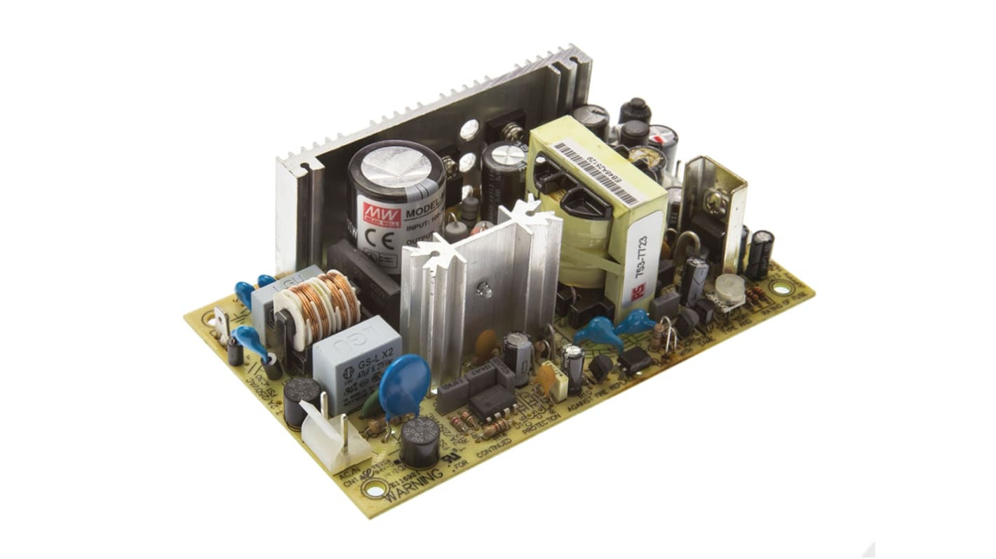 Mean Well Embedded Switch Mode Power Supply SMPS, MPT-65B, 5 V dc, ±12 V dc, 2.5 A, 5.5 A, 500 mA, 63.5W, Triple