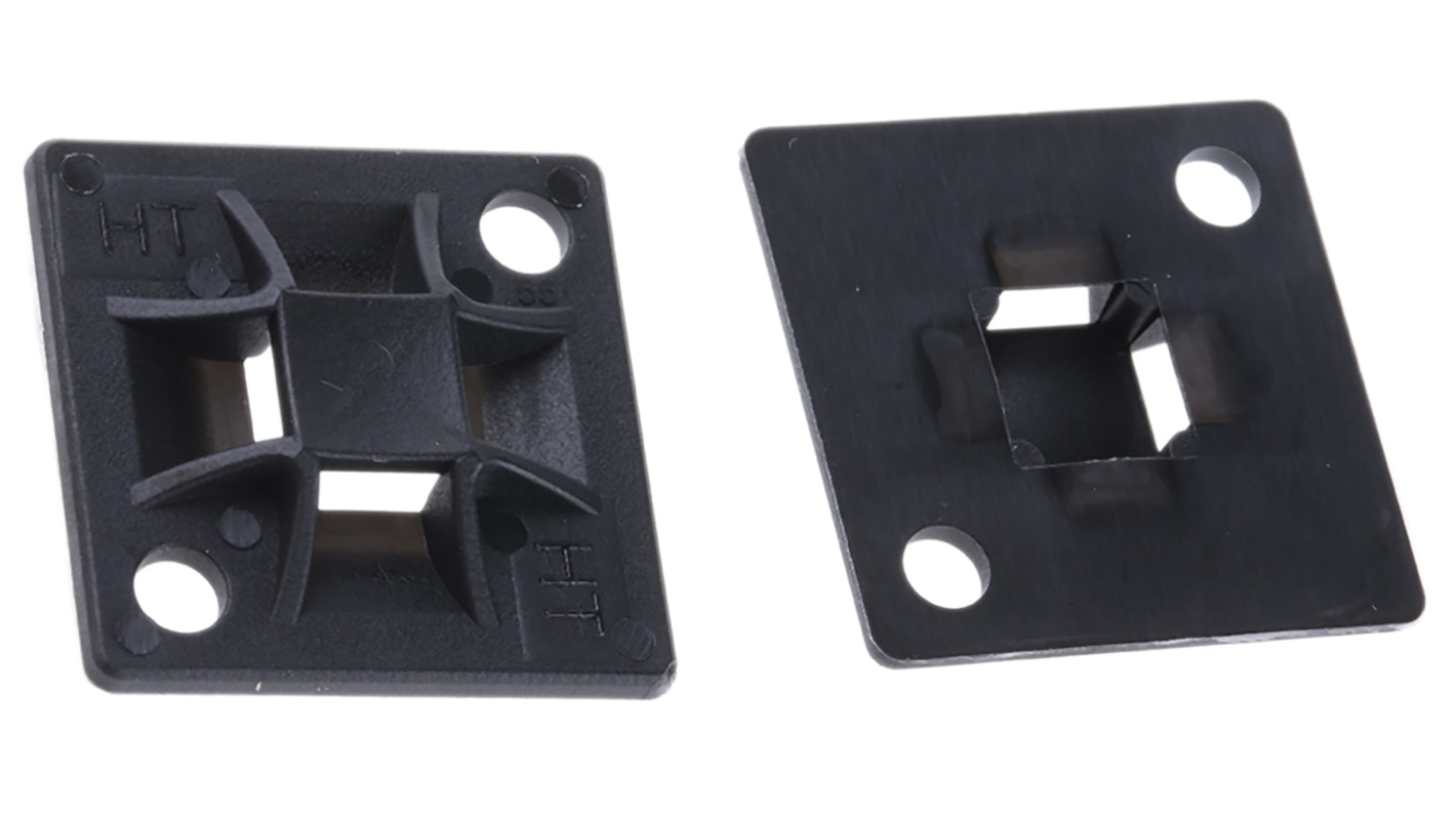 HellermannTyton QM Befestigungssockel, Nylon 66 Schwarz 20mm x 20 mm, für 3.1mm → 4mm Kabelbinder, 100 Stück