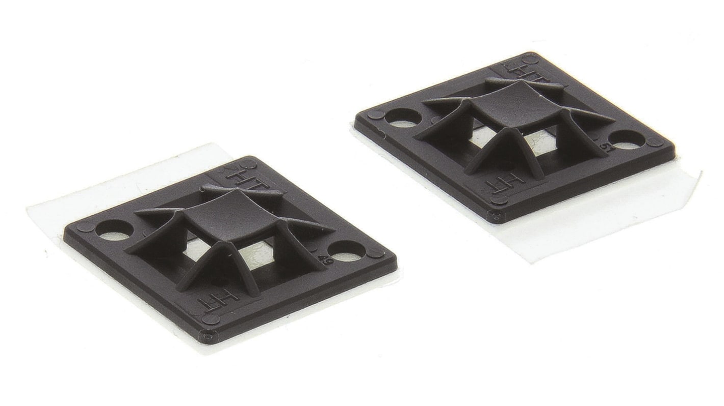 Embase pour serre-câbles HellermannTyton QM autoadhésive noire 20mm x 20 mm, Ø fixation 3.1mm