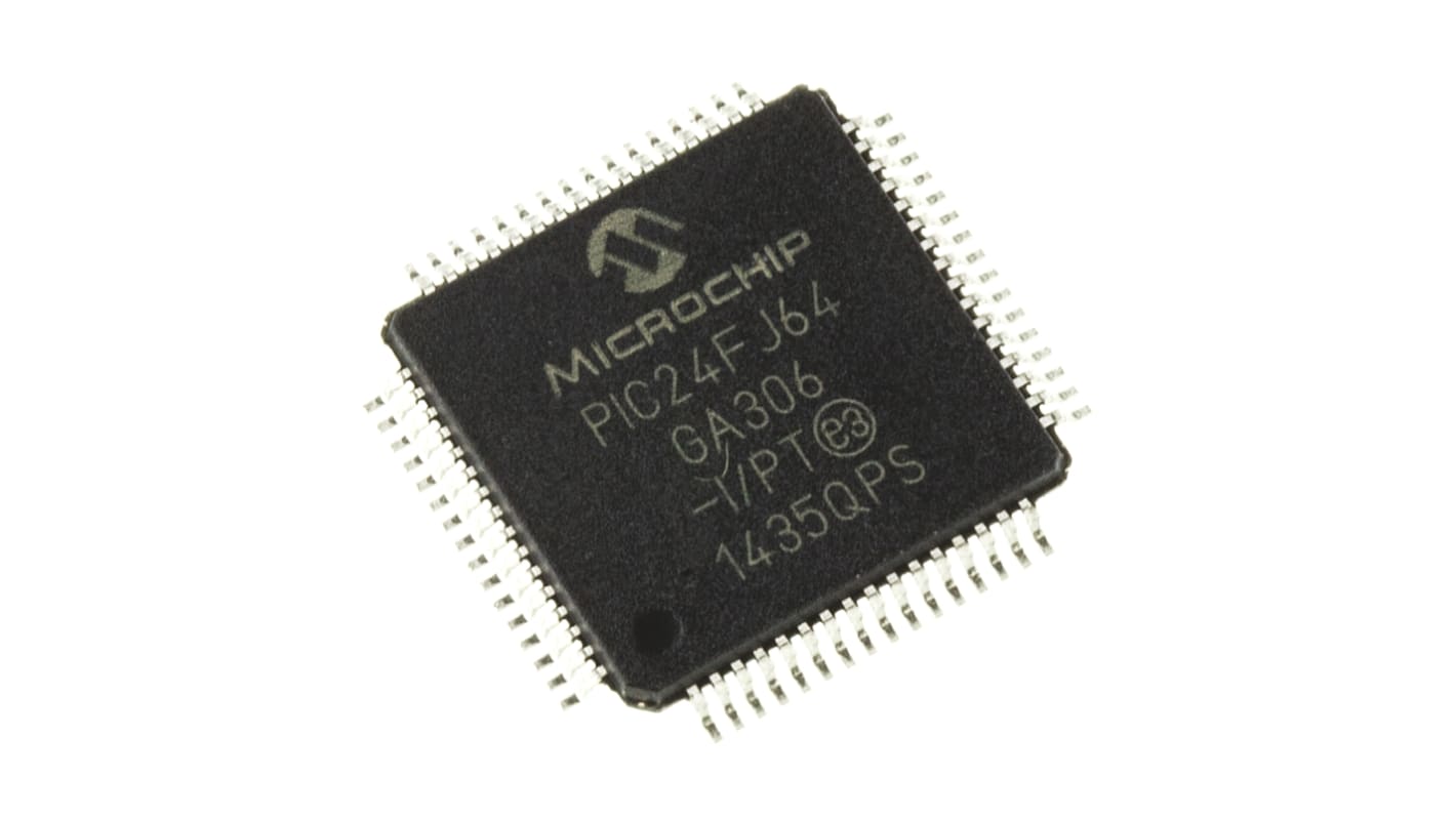 Microchip PIC24FJ64GA306-I/PT, 16bit PIC Microcontroller, PIC24FJ, 32MHz, 64 kB Flash, 64-Pin TQFP