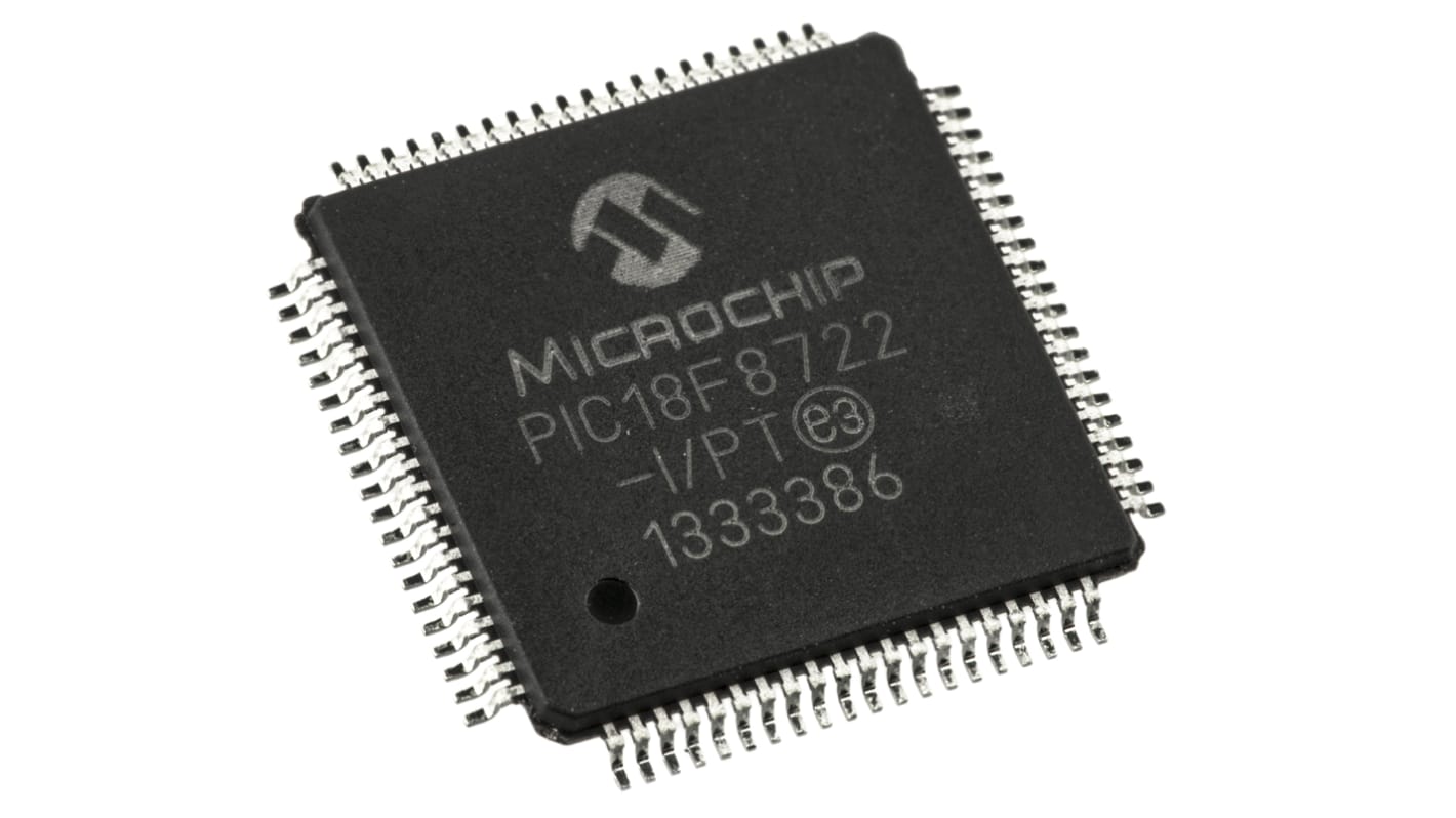 Microchip Mikrovezérlő PIC18F, 80-tüskés TQFP, 3,936 kB RAM, 8bit bites