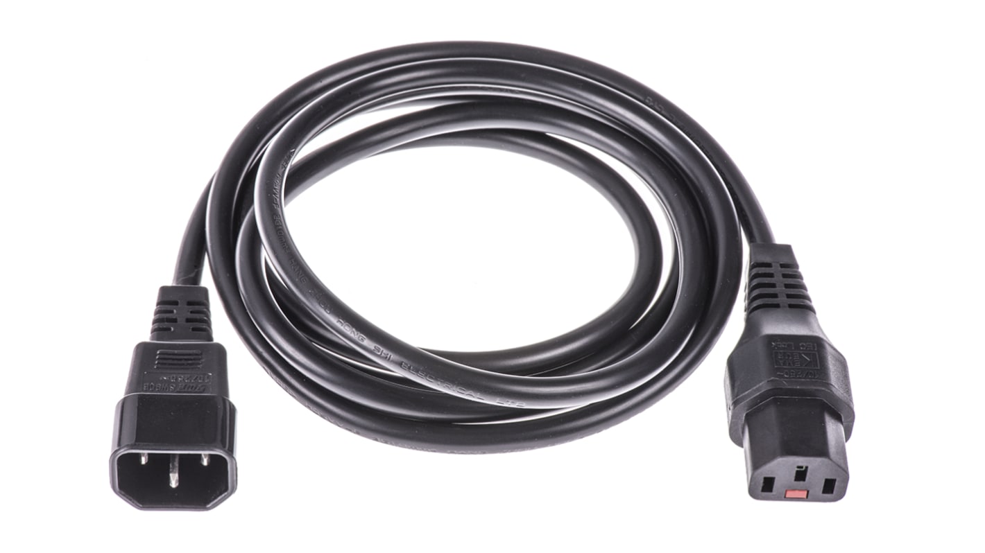 Schaffner IEC C13 Socket to IEC C14 Plug Power Cord, 2m