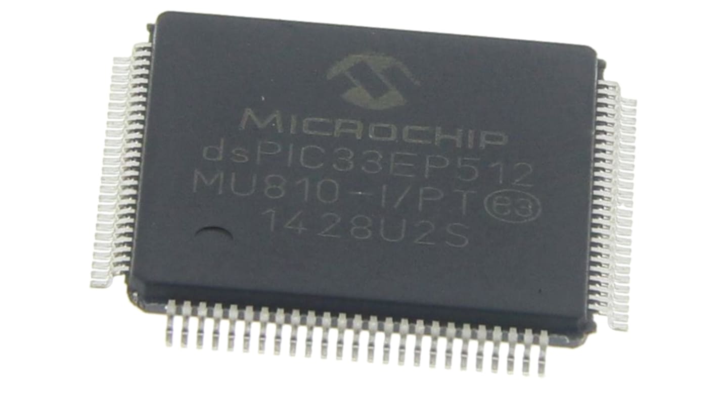 Microcontrollore Microchip, dsPIC, TQFP, DSPIC33EP, 100 Pin, Montaggio superficiale, 16bit, 70MHz