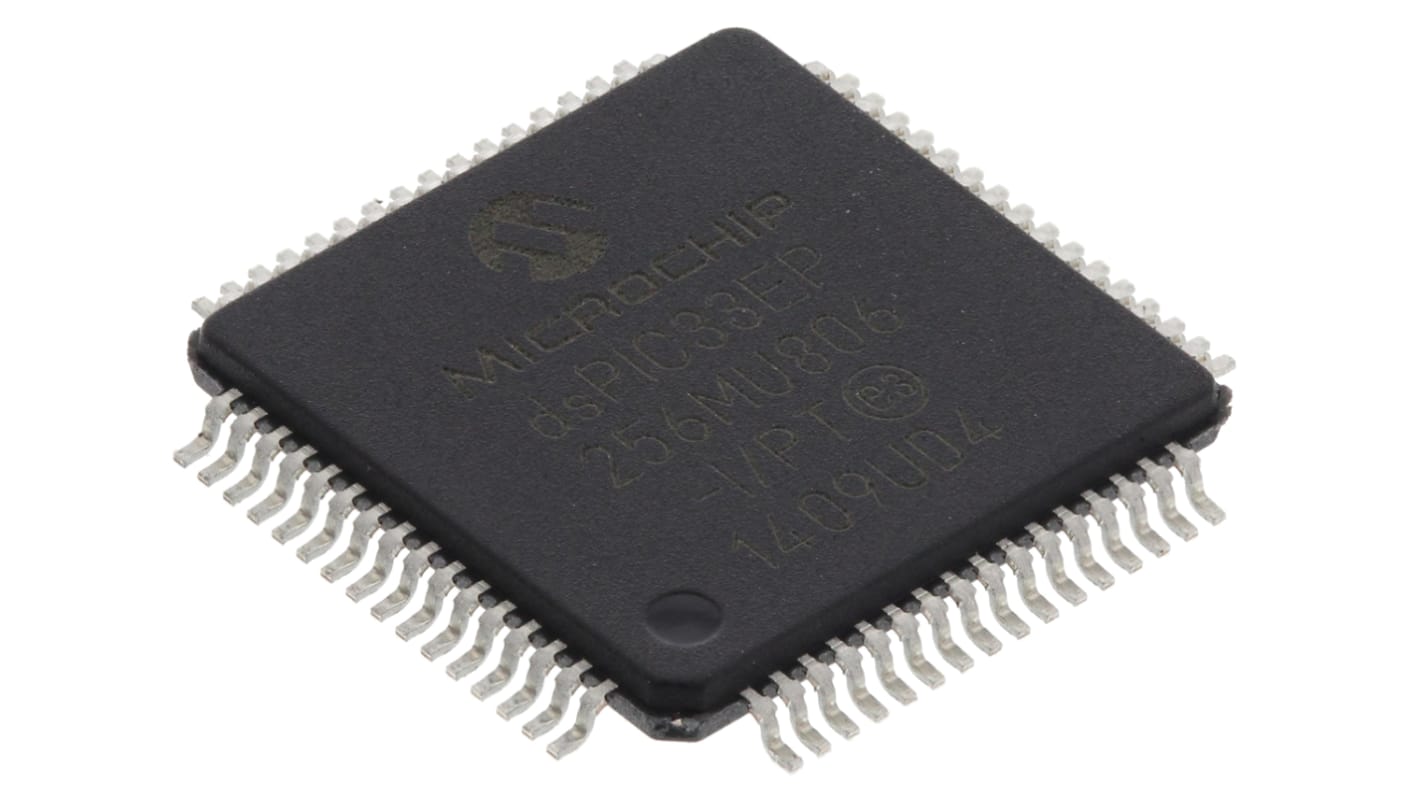 Microcontrollore Microchip, dsPIC, TQFP, DSPIC33EP, 64 Pin, Montaggio superficiale, 16bit, 70MHz