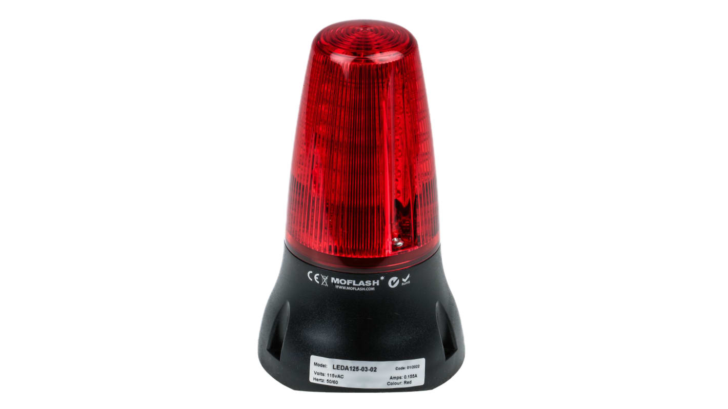 Moflash LEDA125 LED Dauer-Licht Summer-Signalleuchte Rot / 90dB, 115 Vac