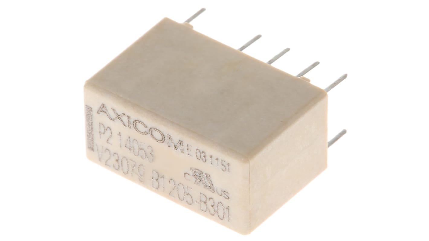 Relé de señal con enclavamiento TE Connectivity Axicom, DPDT, 24V dc, 2 A dc, 2 A ac, montaje en PCB