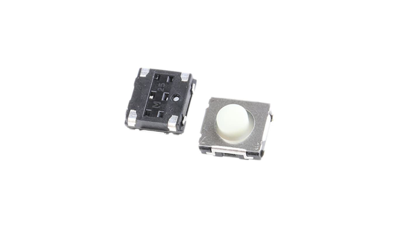 White Push Plate Tactile Switch, SPST 20 mA 3.1mm