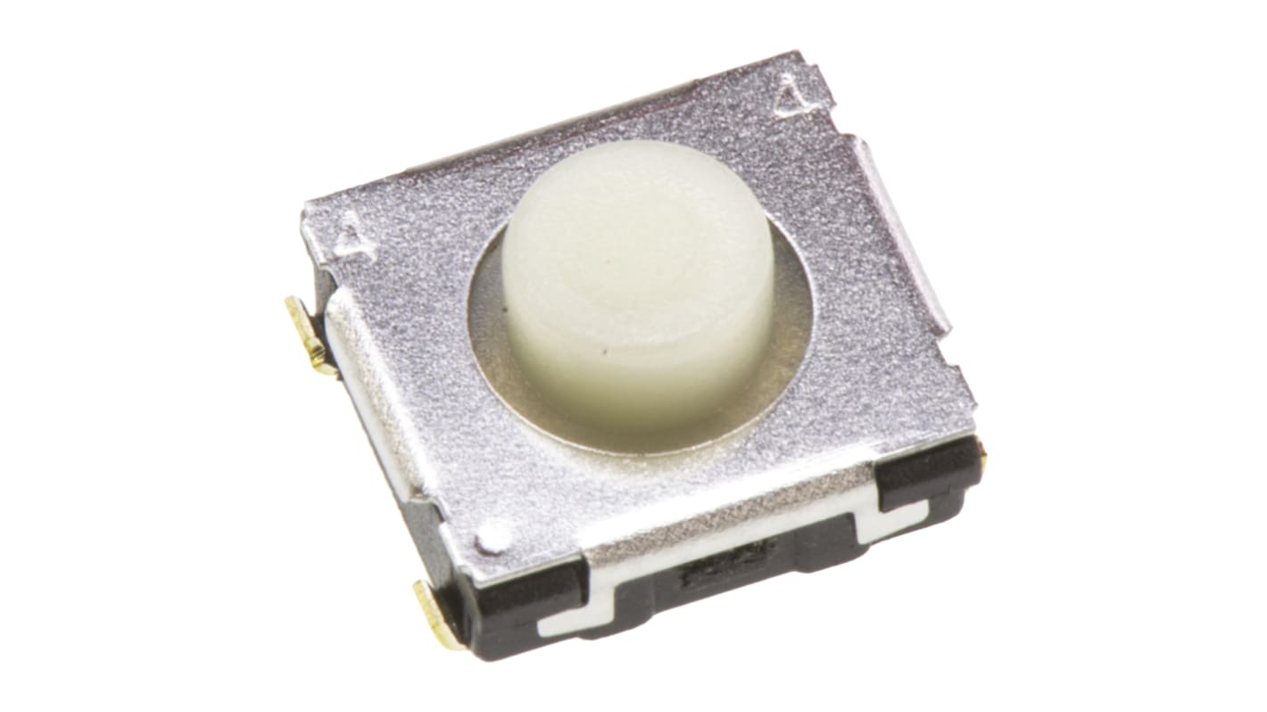 White Push Plate Tactile Switch, SPST 20 mA 3.1mm