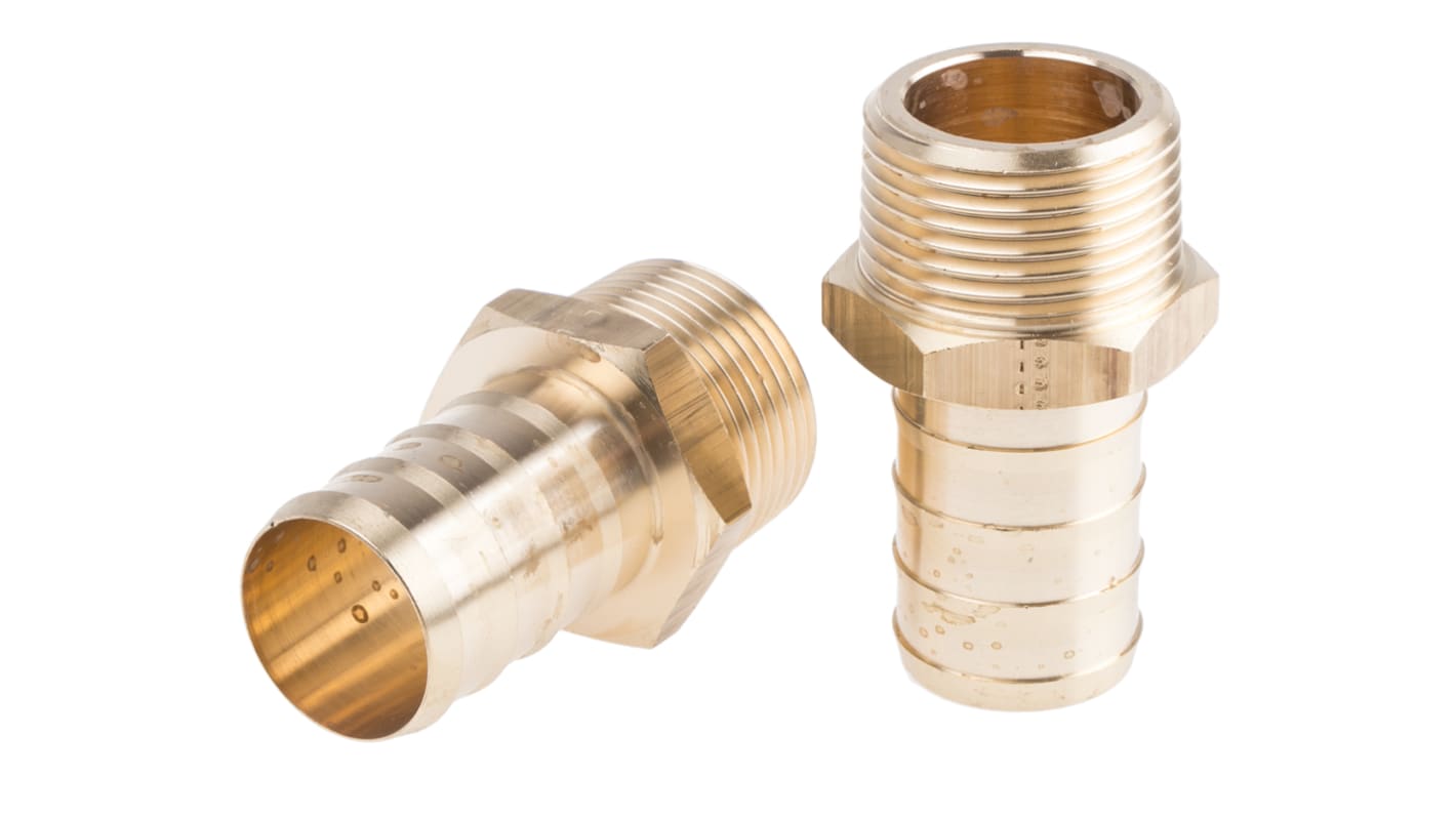 Legris Brass Pipe Fitting, Straight Threaded Tailpiece Adapter, Male R 1in to Male 25mm