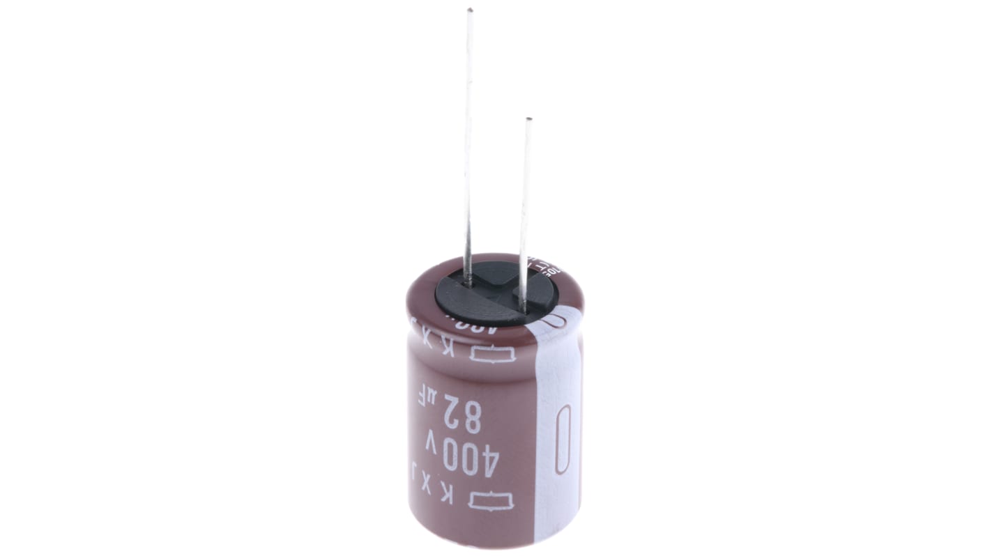 CHEMI-CON KXJ, THT Aluminium-Elektrolyt Kondensator 82μF ±20% / 400V dc, Ø 18mm x 25mm, bis 105°C