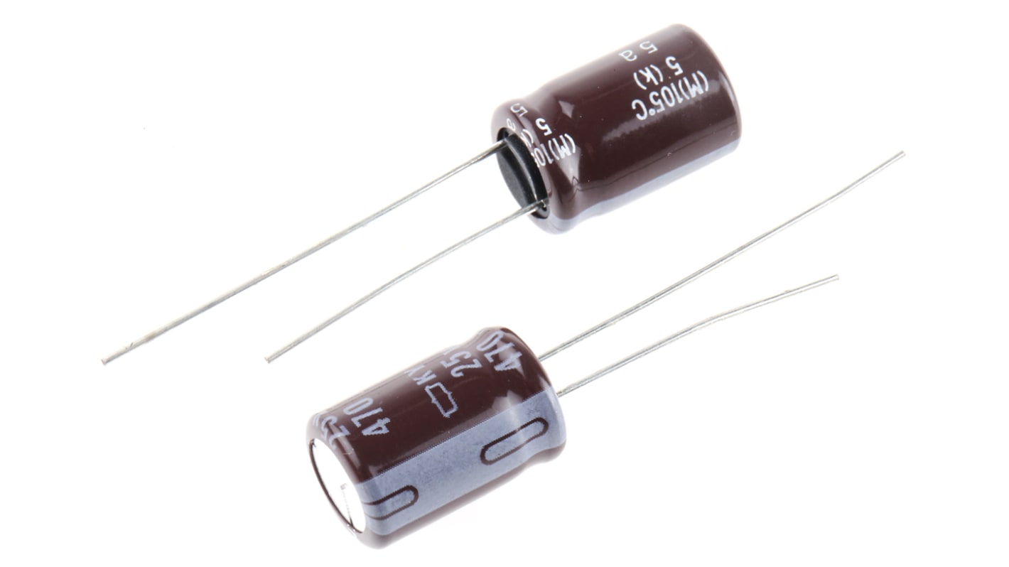 Nippon Chemi-Con 470μF Aluminium Electrolytic Capacitor 25V dc, Radial, Through Hole - EKY-250ELL471MJ16S