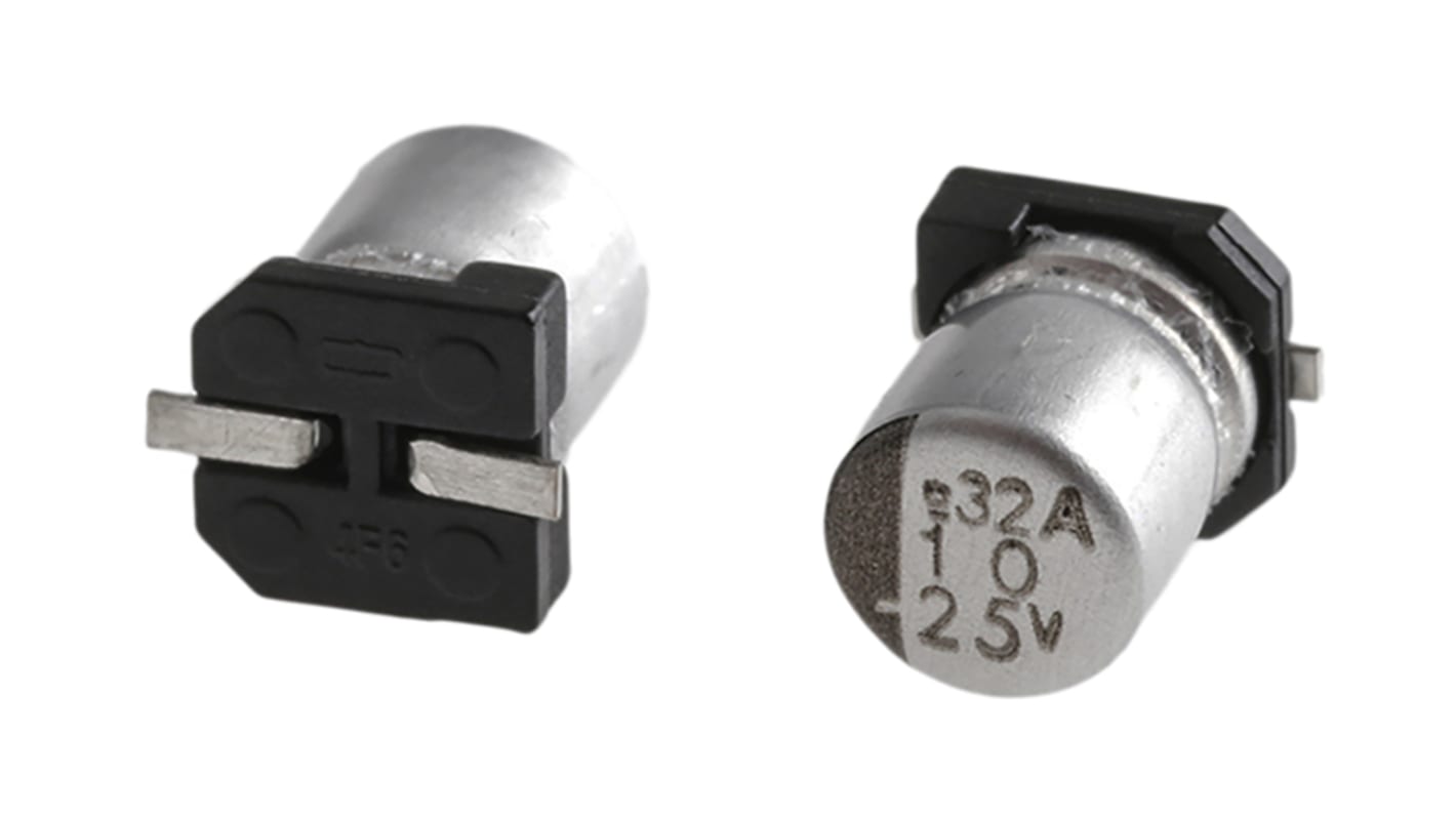 CHEMI-CON MVA, SMD Aluminium-Elektrolyt Kondensator 10μF ±20% / 25V dc, Ø 4mm x 5.2mm, +85°C