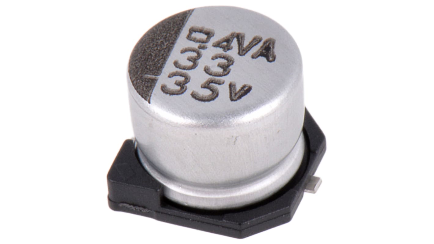 CHEMI-CON MVA, SMD Aluminium-Elektrolyt Kondensator 33μF ±20% / 35V dc, Ø 6.3mm x 5.2mm, +85°C