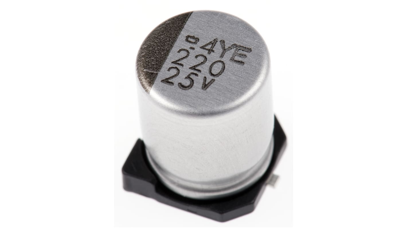 Condensador electrolítico CHEMI-CON serie MVE, 220μF, ±20%, 25V dc, mont. SMD, 8 x 10mm, paso 3.1mm