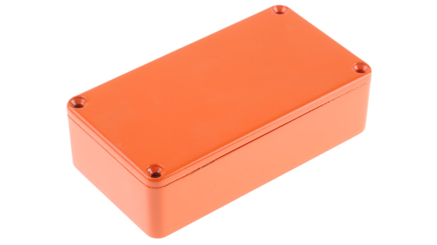 Caja Hammond de Aluminio Presofundido Naranja, 112 x 60.5 x 31mm, IP54, Apantallada