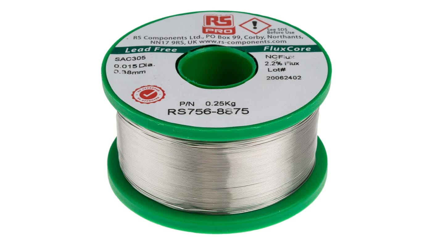 RS PRO Wire, 0.38mm Lead Free Solder, 217°C Melting Point