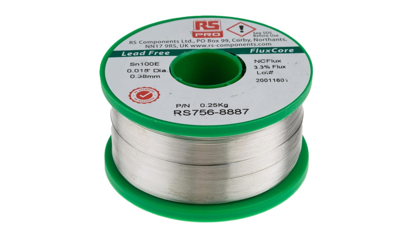 RS PRO Wire, 0.38mm Lead Free Solder, 228°C Melting Point RS