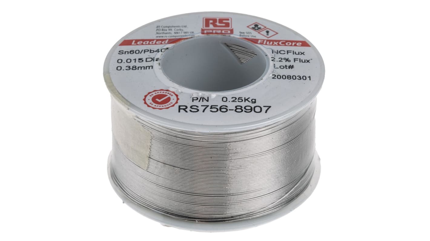 RS PRO Wire, 0.38mm Lead solder, 183°C Melting Point
