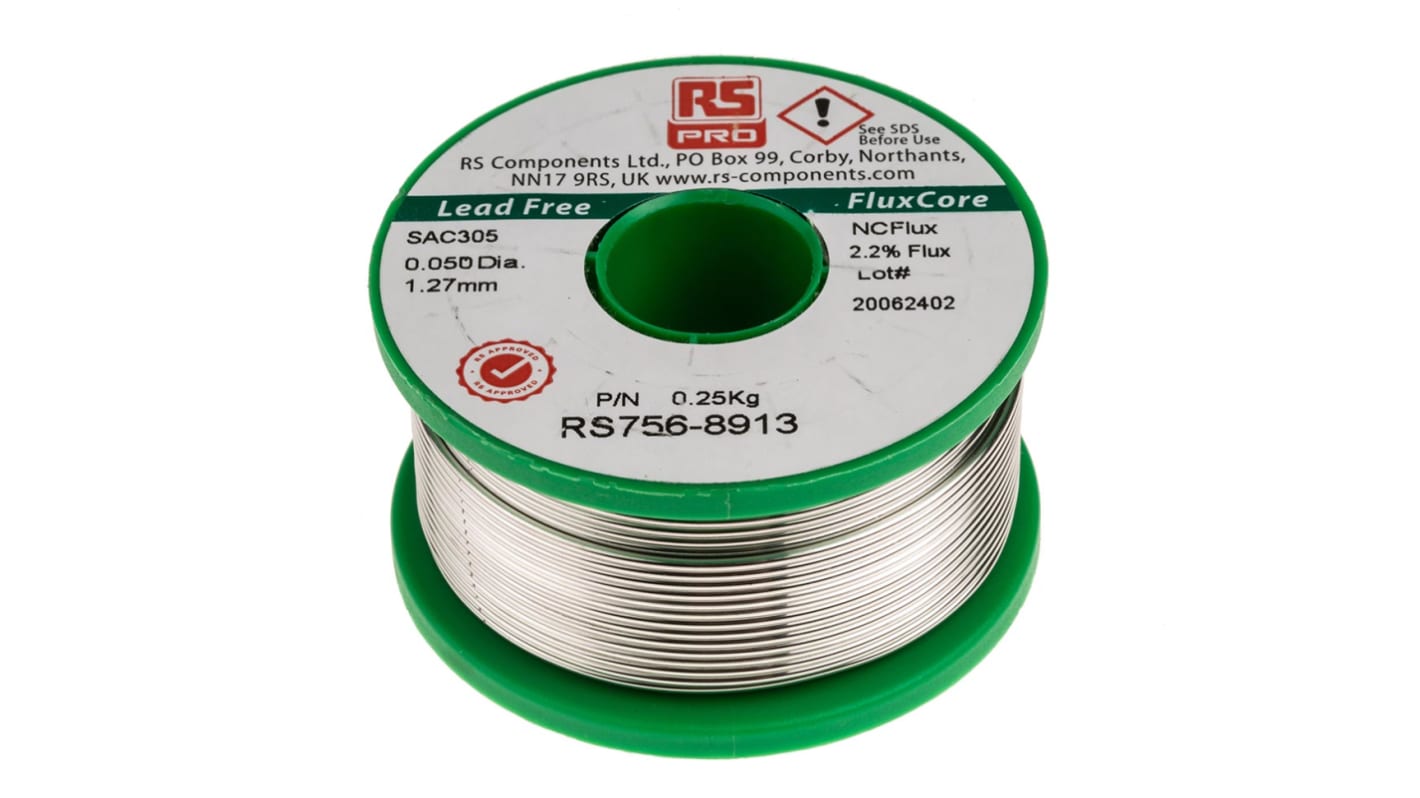 RS PRO Wire, 1.27mm Lead Free Solder, 217°C Melting Point