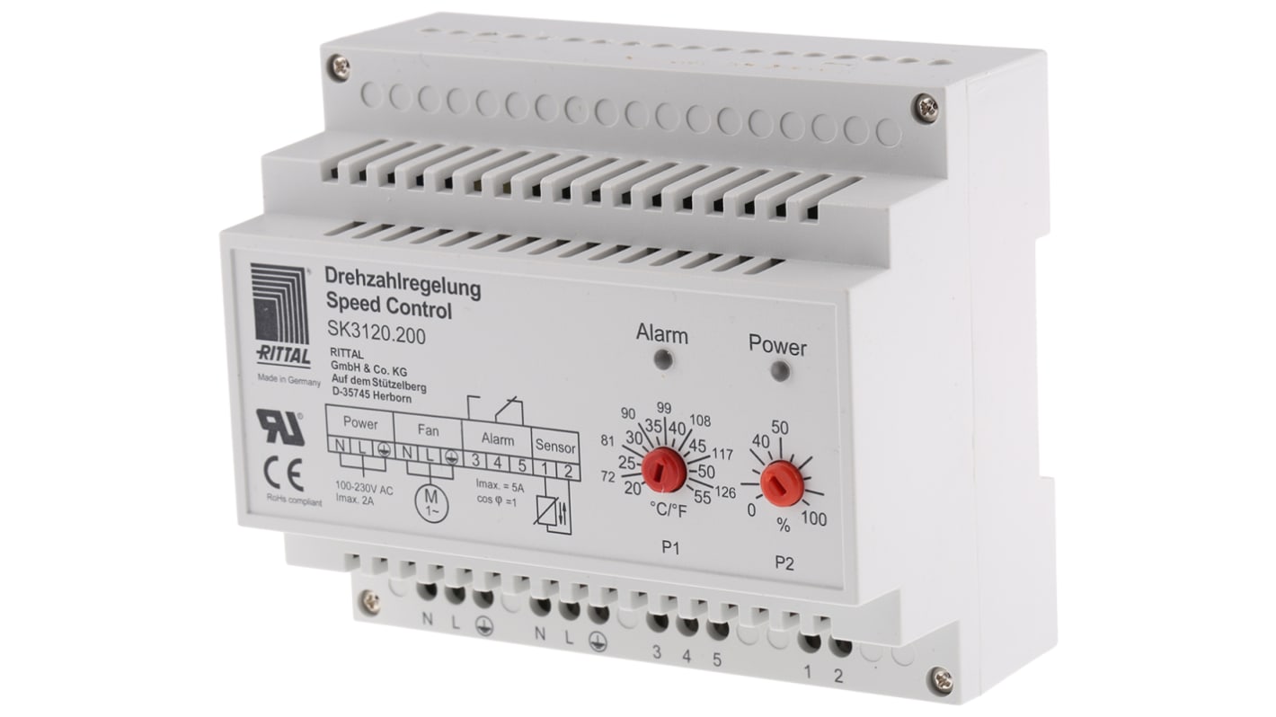 Controlador de velocidad de ventiladores Rittal, 115 → 230 V ac, 2A, para usar con Unidades de filtro y