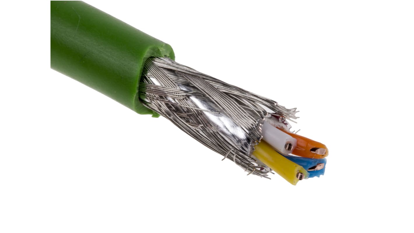Cable Ethernet Cat5e SF/UTP Siemens de color Verde, long. 20m, funda de PVC, Pirorretardante