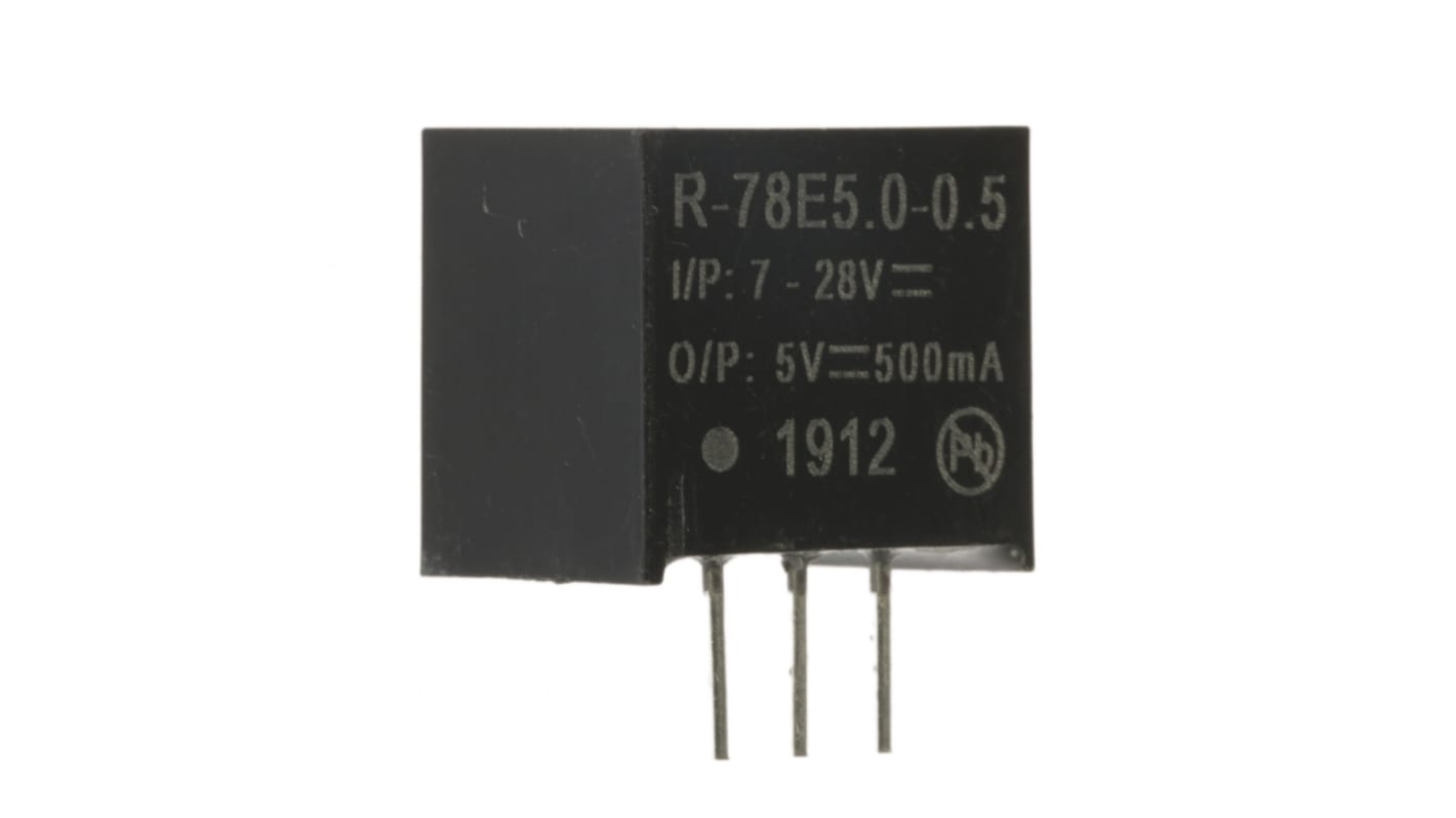 R-78E5.0-0.5 | Recom 开关稳压器, R-78E-0.5 系列, 5V 直流输出, 7 → 28V 直流输入, 额定功率 2 ...