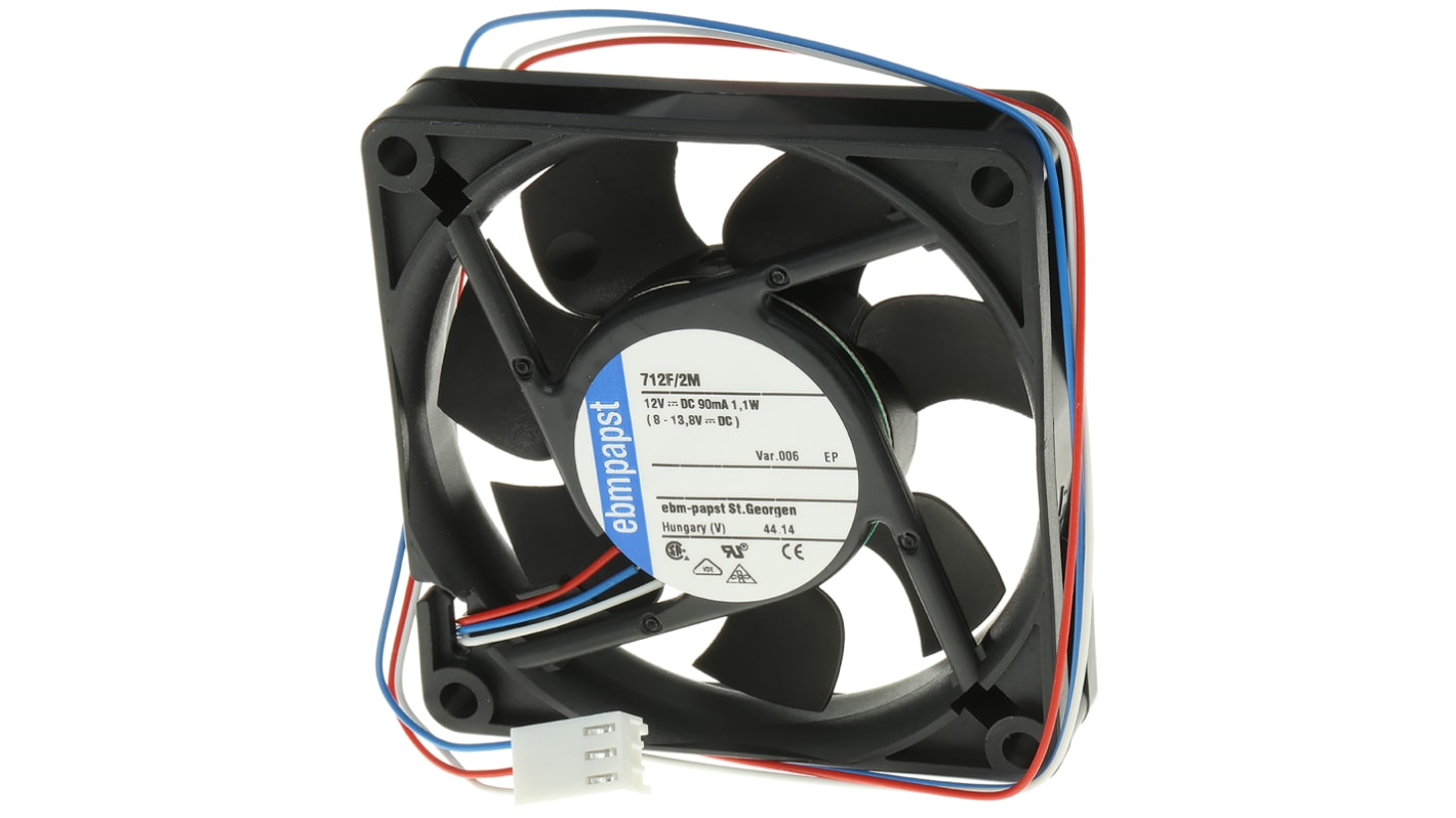 Ventilateur axial 700 F ebm-papst 12 V dc, 36m³/h, 70 x 70 x 15mm, 1.1W