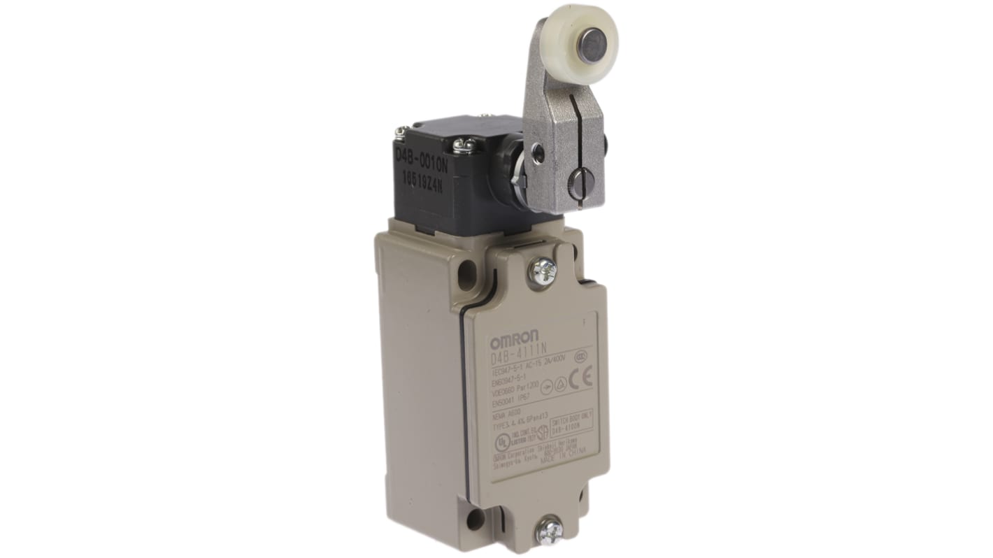 Interruptor de bloqueo con Palanca de Rodillo Omron D4B-N, DPST, NA/NC, IP67