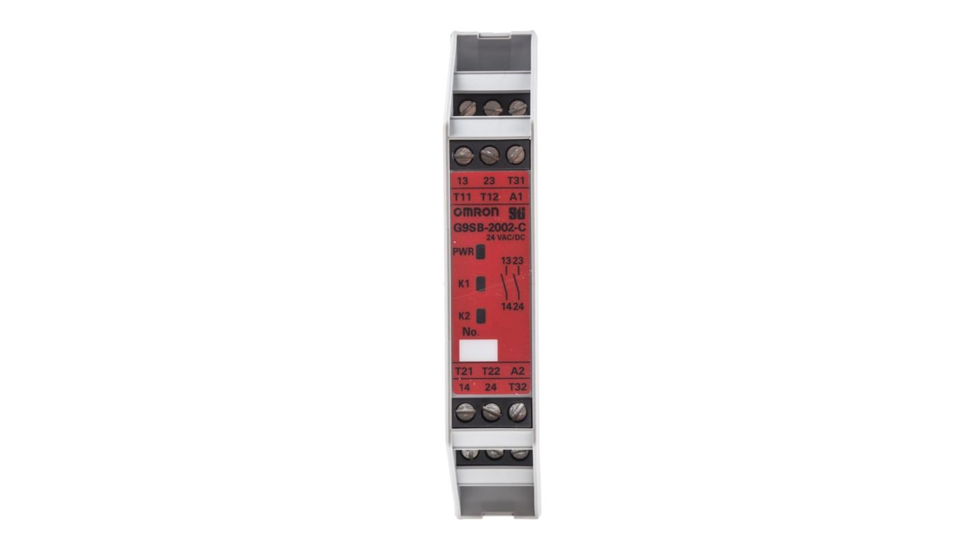 Relé de seguridad Omron G9SB de 2 canales, para Parada de Emergencia, 24V ac/dc, cat. seg. ISO 13849-1 4