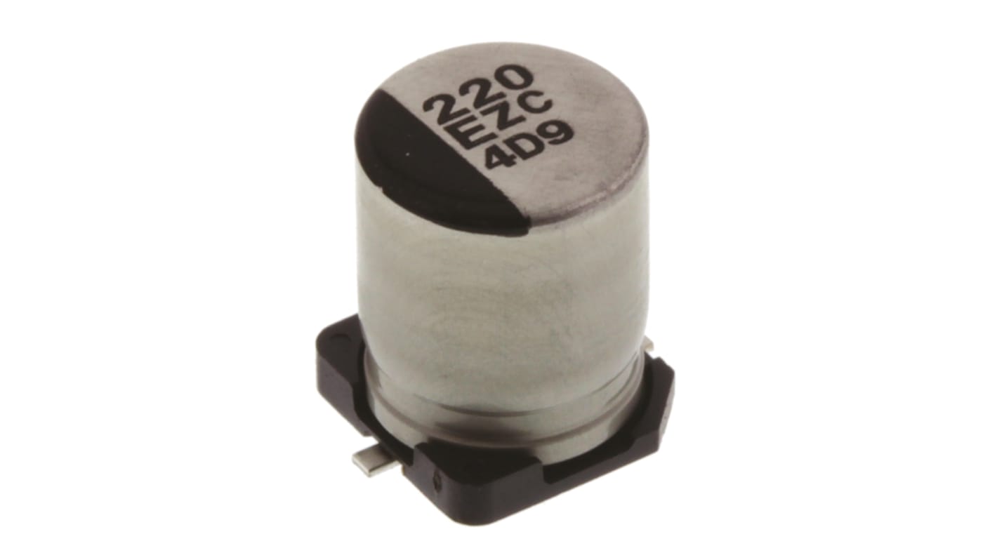 Panasonic 220μF Surface Mount Polymer Capacitor, 25V dc