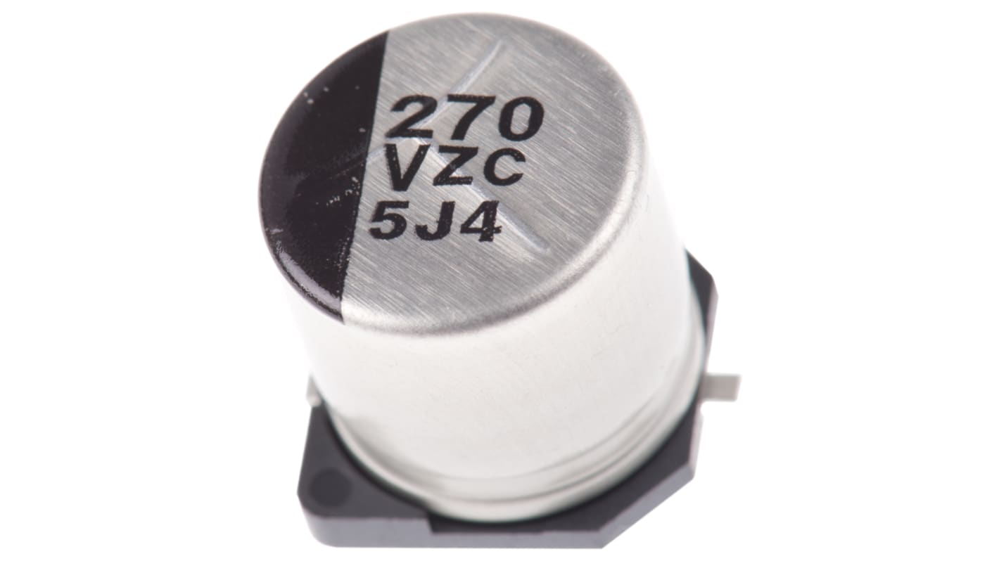 Panasonic ZC, SMD Hybrid Polymerkondensator 270μF ±20% / 35V dc, Ø 10mm, -55°C → +125°C