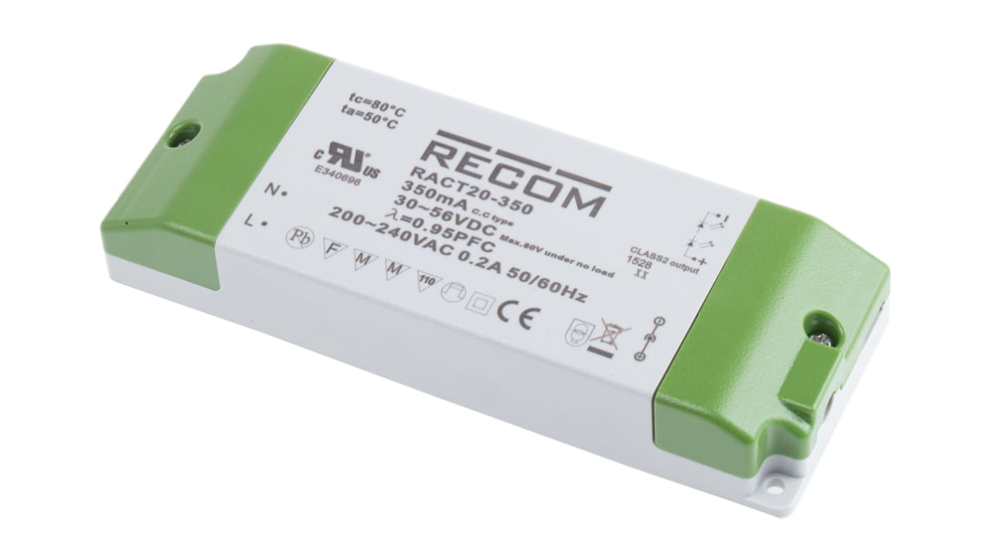 Recom, 30 → 56V Output, 20W Output, 350mA Output, Constant Current